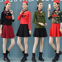 Square dance autumn sailor dance performance clothing new large size dance skirt suit dance clothing cotton camouflage clothes