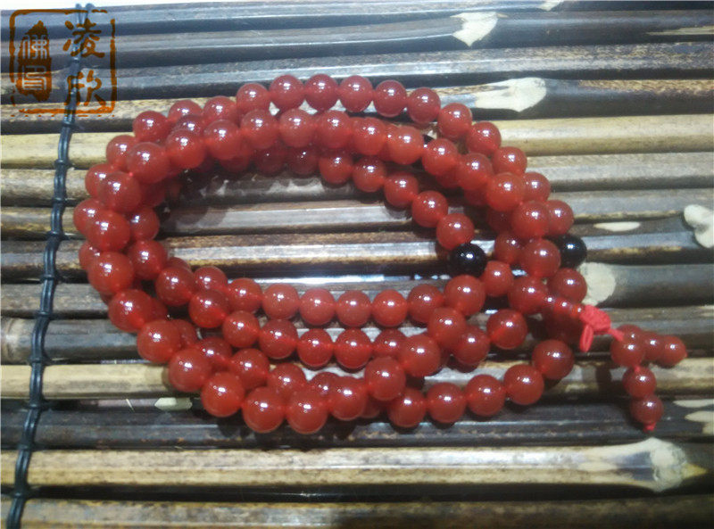 Lingxin Buddha Red Manau beads 108 candle beads and ball balls