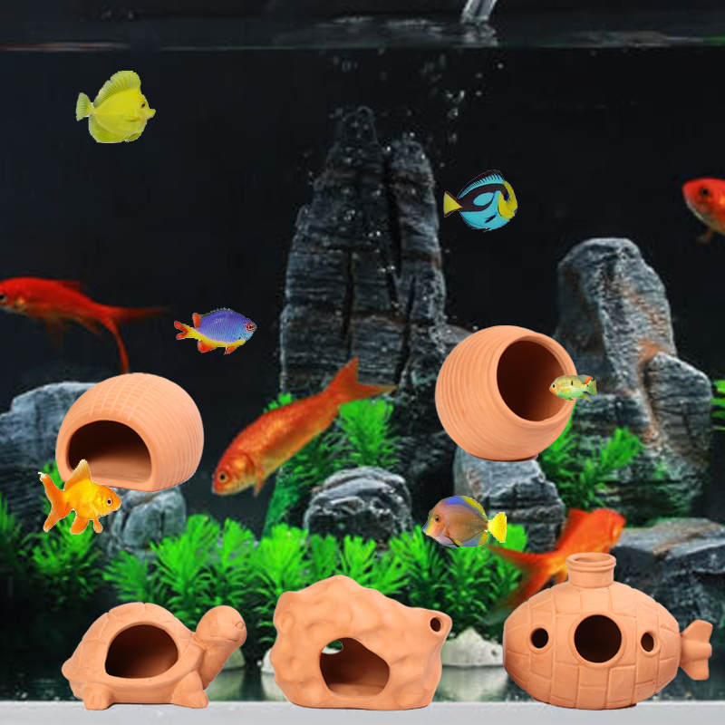 Fish Tank Landscaping Hideout House Mini Parrot Fish Cichlid Fish Spawning Tank Small Fish Breeding Tank Hiding Tank Clay Pot