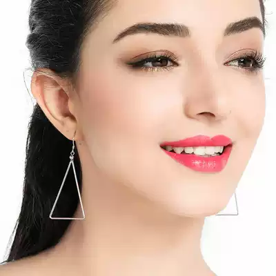 Geometric triangle sterling silver earrings female summer pendant earrings 2021 New Tide unique design sense silver earrings
