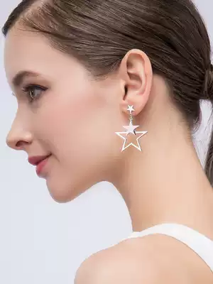 Five-pointed star sterling silver earrings female summer star earrings 2021 New Tide Korean temperament Net red earrings autumn and winter
