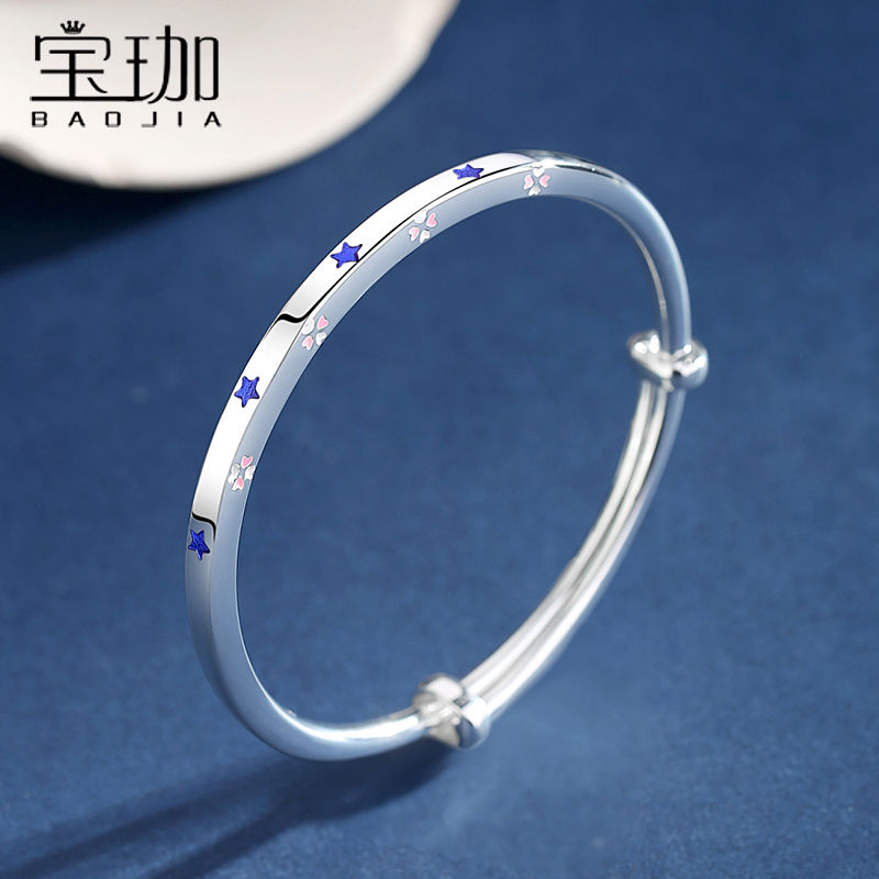 Stars Silver Bracelet Woman Pure Silver Young 2022 New 9999 foot silver bracelet with small crowdsourced delicate and luxurious silver accessories
