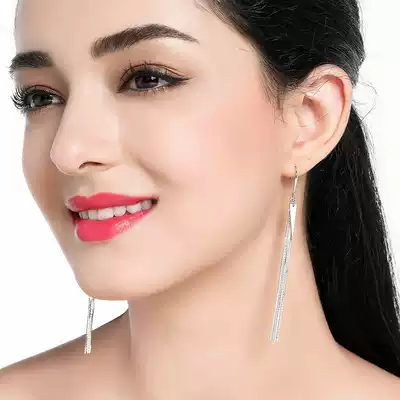 Long version of tassel sterling silver earrings female 2021 New Tide Korean temperament Net red earrings niche design earrings
