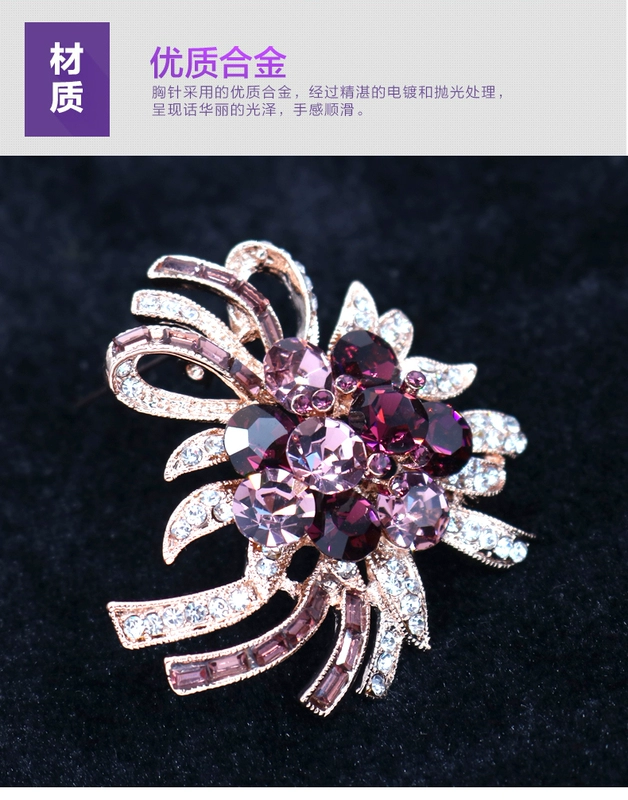 Thời trang Hàn Quốc Trâm Phụ Nữ Pha lê Corsage Áo len Áo cổ lọ Pin lớn Khăn choàng đơn giản Phụ kiện khóa