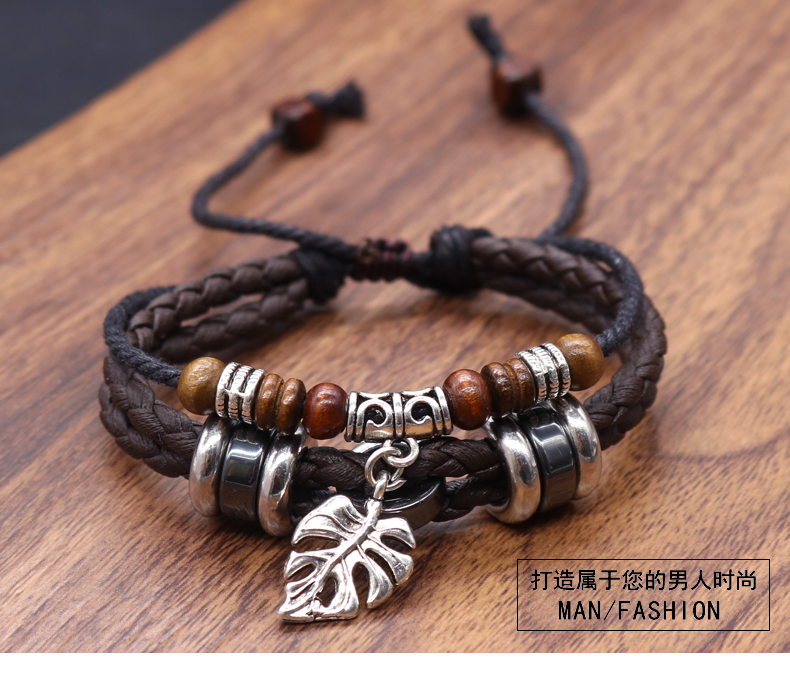 Cá tính da rope bracelet nam độc đoán thời trang Hàn Quốc phiên bản của các vòng đeo tay triều chàng trai retro tay trang sức những người yêu thích đồ trang sức