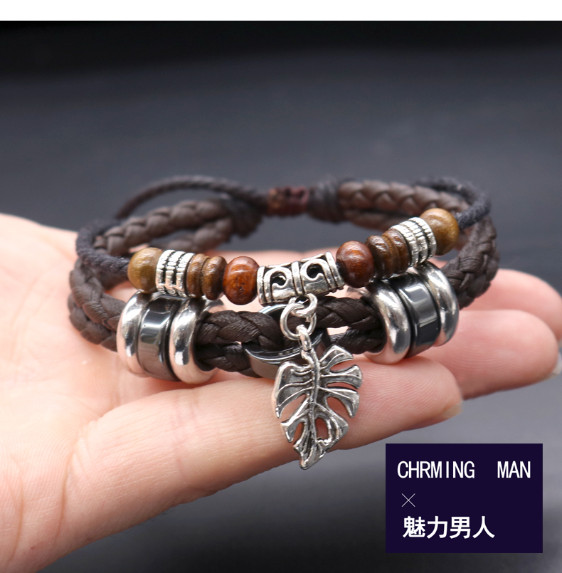 Cá tính da rope bracelet nam độc đoán thời trang Hàn Quốc phiên bản của các vòng đeo tay triều chàng trai retro tay trang sức những người yêu thích đồ trang sức