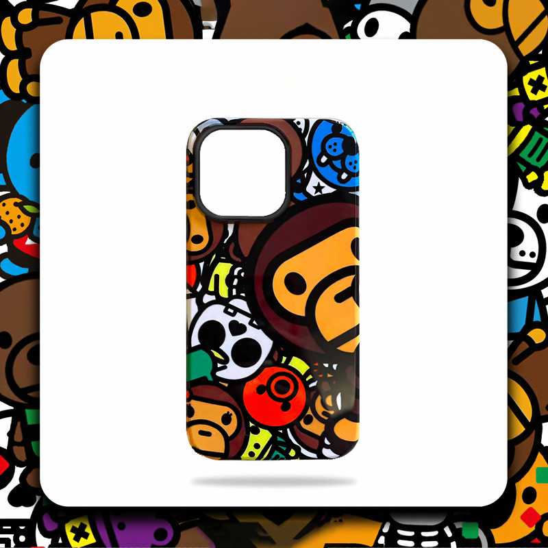 Suitable for Apple 17, Huawei, Xiaomi 14 Phone Cases, 15 Ape Head Design, 13 Trendy Brand, iPhone 16 Pro Max Silicone, 14 Film, iPhone 13 Two-In-One Soft and Hard Street Art New Cool Style