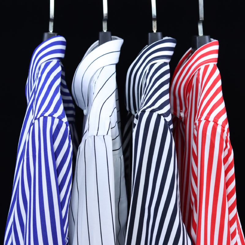Spring and Autumn Men's Vertical Striped Shirt, Long-Sleeved Fashion Casual Inner Shirt, Business Slim-Fit Shirt Jacket
