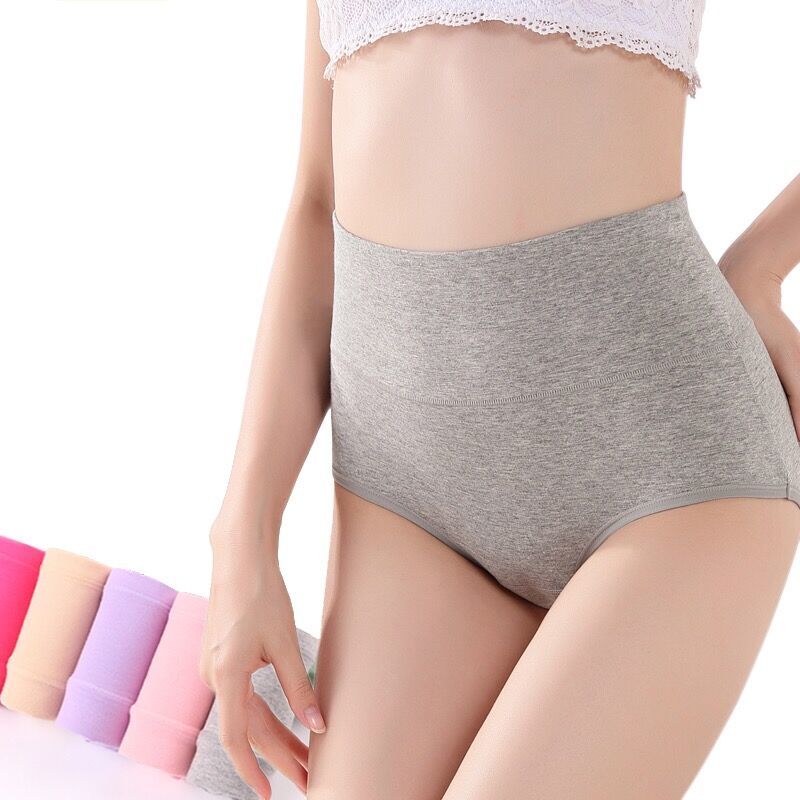 (4 gói) bông phụ nữ lưng cao đồ lót (95cotton) tinh khiết màu bụng quần phụ nữ lift-hip tam giác.