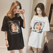 Pyjama nữ sinh mùa hè trong trang phục dài Hàn Quốc phiên bản của T-shirt nữ ngắn tay lỏng lẻo vừa vặn bộ đồ ngủ cỡ lớn có thể mòn bên ngoài.