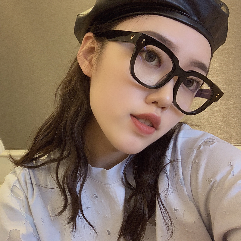 GM anti-Blue anti-radiation myopia glasses female black frame plain eyes male discoloration tide face small matching degree