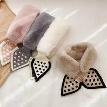 Winter Warm Collar Day Series Imitation Otto Rabbit Fur Suede Cross Scarf Lady Cute Wave Dot Net Red Scarf