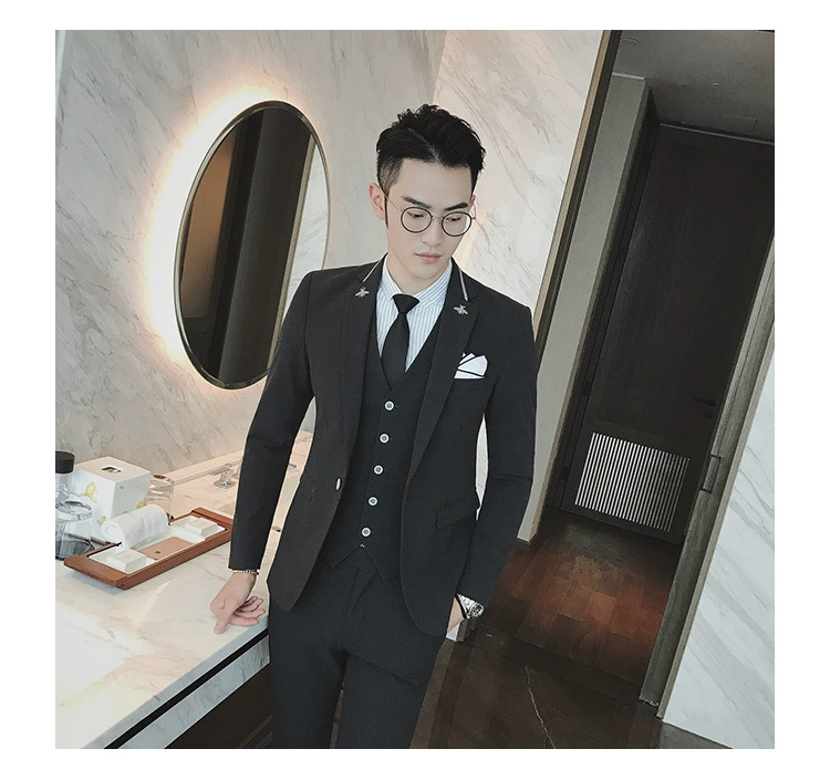 Bộ đồ mùa thu ba mảnh nam Anh xu hướng phù hợp với bộ đồ nam công sở chuyên nghiệp giản dị đẹp trai set - Suit phù hợp