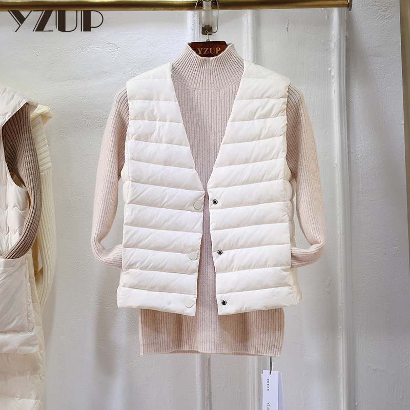 Lightweight down vest women's vest horse clip autumn winter short style with loose small man Korean version bottom down liner