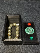 Antique antique inlaid colored gemstone pull-out box small wooden box antique wood carving storage box cultural toy bracelet agarwood