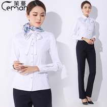 China Mobile overalls womens long sleeves professional wear white shirts mobile business hall uniforms overalls overalls spring and autumn