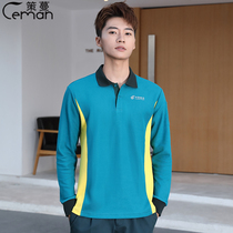 Spring and Autumn Post Group Company Mens field delivery staff work clothes long sleeve T-shirt postal logo uniform