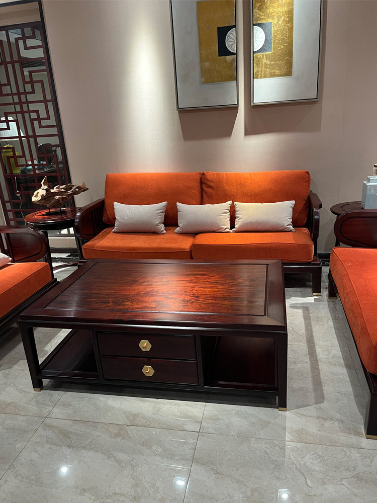 Махогани диван 中山红木家具东非黑酸枝红酸枝小户型新中式新古典沙发客厅组合