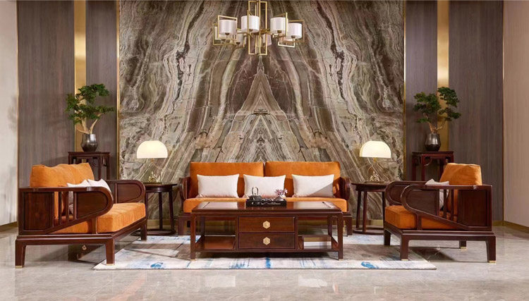 Махогани диван 中山红木家具东非黑酸枝红酸枝小户型新中式新古典沙发客厅组合