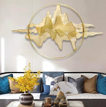 New Chinese Wall Iron Art Pendant Xuan Guan Background Wall Landscape Decoration Wall-mounted Mountain Shadow Metal Creative Wall Ornament