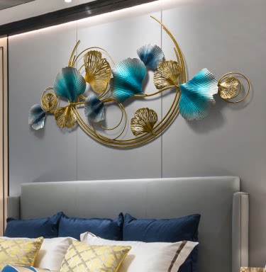 Ginkgo Leaf Light Extravagant Iron Art Wall-mounted Living-room Sofa Background Wall Pendant Bedroom Wall Decoration Wall Decoration Wall Accessories
