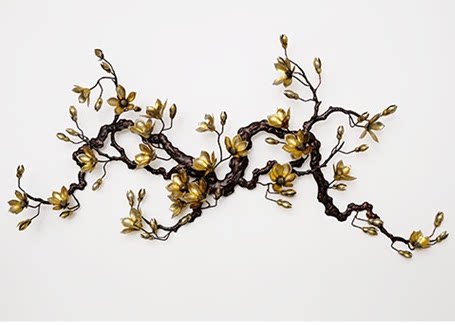 Wall decorations, wall decorations, creative magnolia flowers, home crafts, gifts, decorations, hotel living room, iron art pendants, background wall