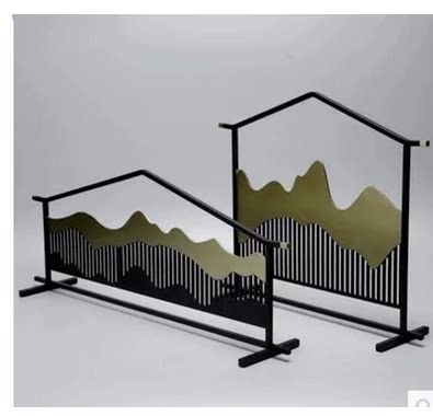 New Chinese iron fittings Creative stereo mountain living room Background wall decorated hotel lobby checkout counter crafts