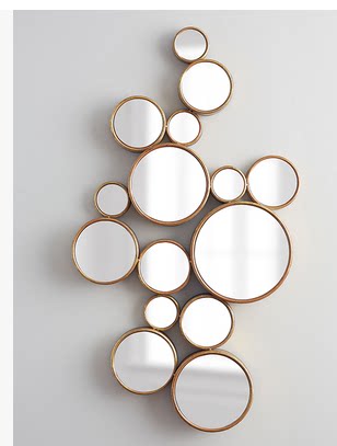 Solar Eye Mirror TV Wall Decoration Art Iron Art Mirror Wall-mounted Mirror Set for Hyun Off Mirror American European-style Living Room Mirror