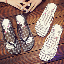 Douyin Flip-flops ladies summer couple flat students simple fashion outside the beach non-slip beach slippers