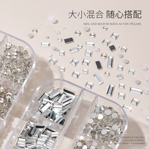 Смешанное украшение для ногтей, бриллиантовые бусины для ногтей, аксессуар, 12 ячеек, популярно в интернете