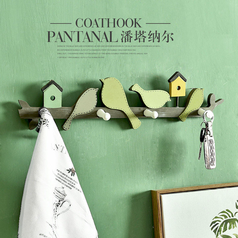 American entryway coat rack key hook creative wooden hanger wall hanging rack room decoration wall wall decoration