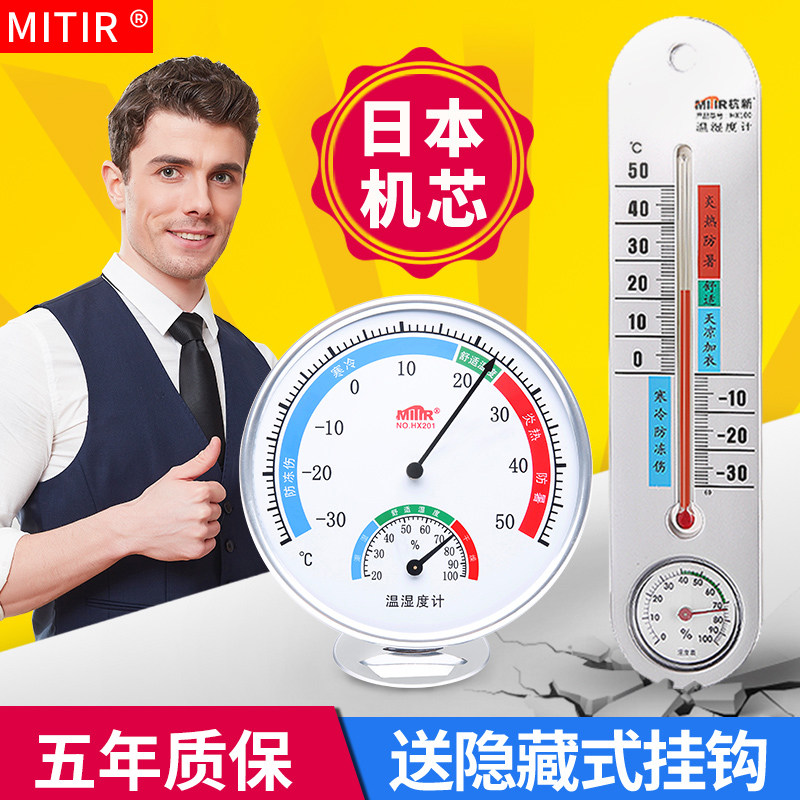 Hang new temperature and humidity meter indoor and outdoor household precise pointer room temperature high-precision baby room wall-mounted temperature table