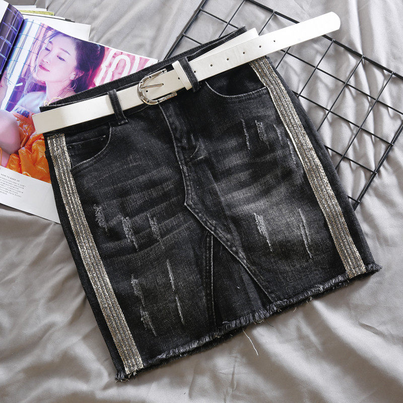 Black Denim Skirt Woman Spring 2020 New Fashion High Purse Hip Short Dress 100 Hitch A Step Half Body Dress Summer