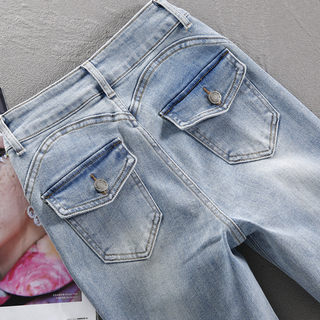 Flared Jeans for Women, Slim Fit, Stretchy, High-Waisted, Peach-Shaped Buttocks, 2026 Spring New Style, Light Blue, Butt-Lifting, Flared Long Pants