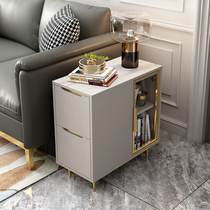 Nordic light luxury side table modern minimalist living room small glass sofa side cabinet side cabinet storage cabinet slate corner few