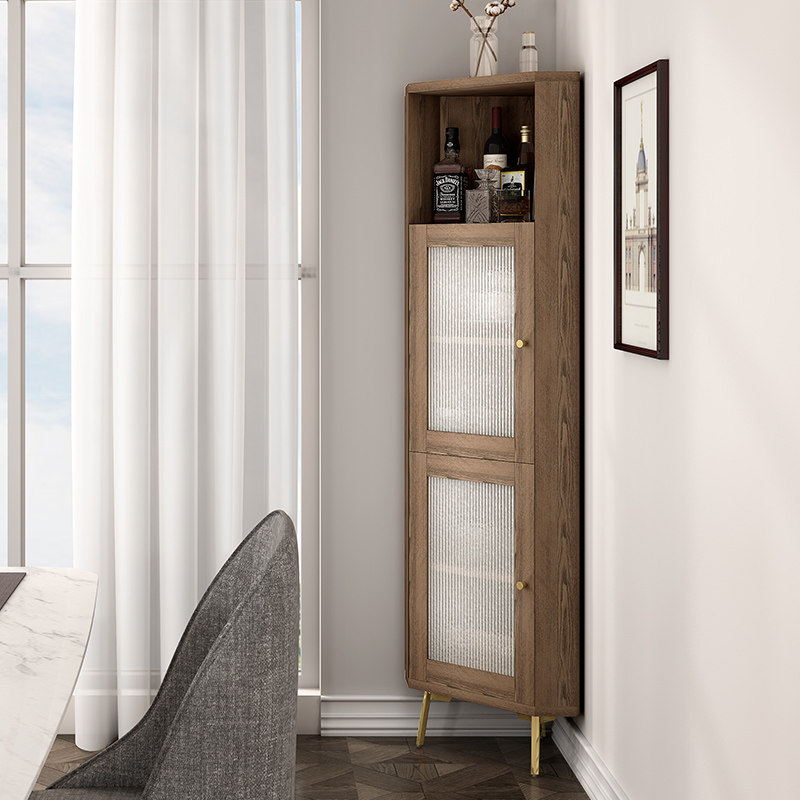 Nordic European-style corner cabinet simple living room corner cabinet corner cabinet corner cabinet wine cabinet study room with glass triangle cabinet
