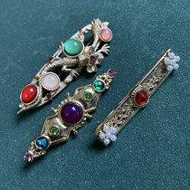 (autumn home) vintage ancient style vintage vintage rework High sense color jewel a horizontal version of the brooch