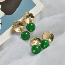 (Autumn Home) Retro State Wind Hanfu Qipao Accessories Green Beads Pearl Ear Clip Without Ear Clip