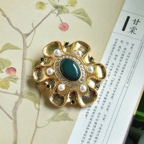 (autumn home) Romantic Wind Vintage Vintage Vintage Vintage Retro Resin Green Gemstone Brooch Breast Flower Lady