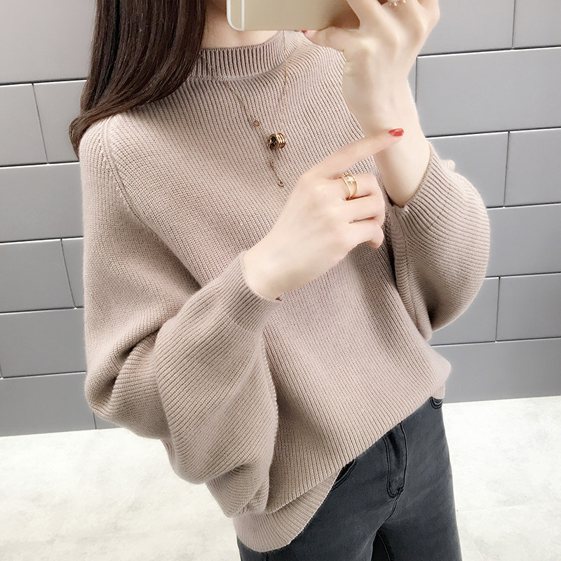 Autumn 2022 new Korean version all-match short knitted sweater bat shirt sweater coat loose long-sleeved bottoming top