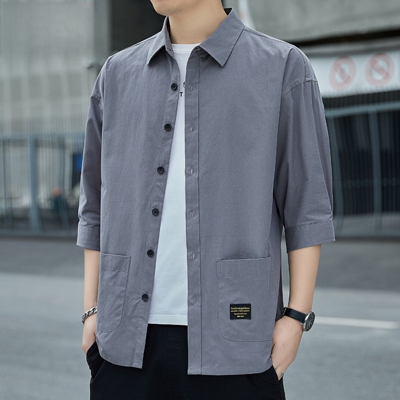 Jeep High-End Style Three-Quarter Short-Sleeve Shirt for Men, New Summer Model, Premium Casual Men's Pure Cotton Shirt, Loose Fit