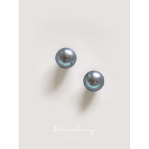  Freshwater nuclear high-end cold gray blue aurora pearl earrings are round and immaculate to standard seawater akoya is really hemp