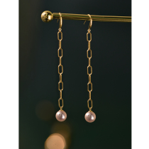  18K gold freshwater pearl stud earrings hollow ear line wild drop earrings Akoya luster temperament jewelry earrings female