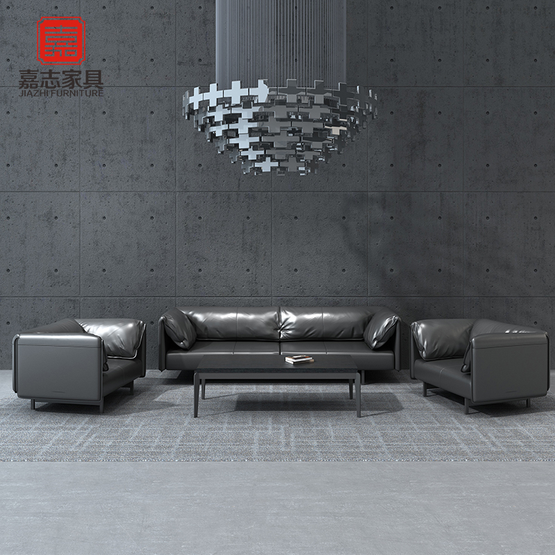 Chairman of Carlog Boss President's Office Guest Sofa 3 4 People with Genuine Leather Office Sofa Tea Table Combination