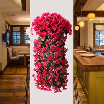 Artificial violet wall hanging flower rattan interior decoration wall flower fake flower hanging flower living room hanging wall flower hanging orchid plastic flower