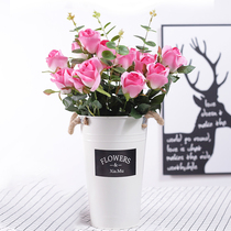 Simulation Rose Flowers 7 Heads Fake Flowers Interior Floral Decoration Suit Livingroom Flower Arrangement Swinging Pieces Table Dry Bouquet Furnishing