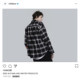 Men's and women's autumn and winter black and white plaid shirt couple coat oversize loose national tide style star same style shirt