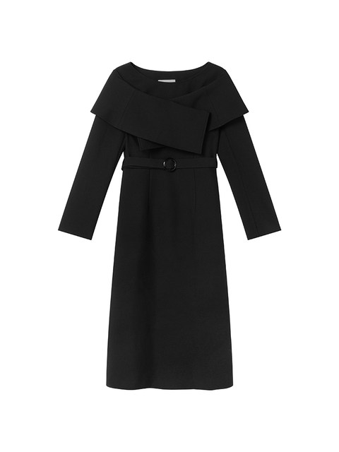 Xxning French-Style Shawl Collar Waist-Cinching Dress for Women, Niche High-End Socialite Style, Fashionable and Suitable for Commuting