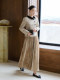 Xxning French-Style Pleated Printed Skirt for Women, New Winter High-Waisted Slimming A-Line Elegant Mid-Length Skirt