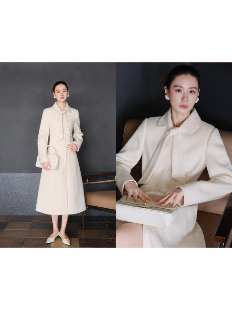 XXNING French lapel strapped waist woolen coat for women in autumn and winter, a rich and luxurious coat with a sense of temperament